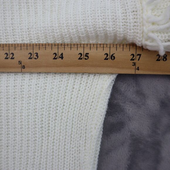 Free For All Sweater Womens XL White Fringe Long Sleeve Crew Neck Pullover - Picture 6 of 16